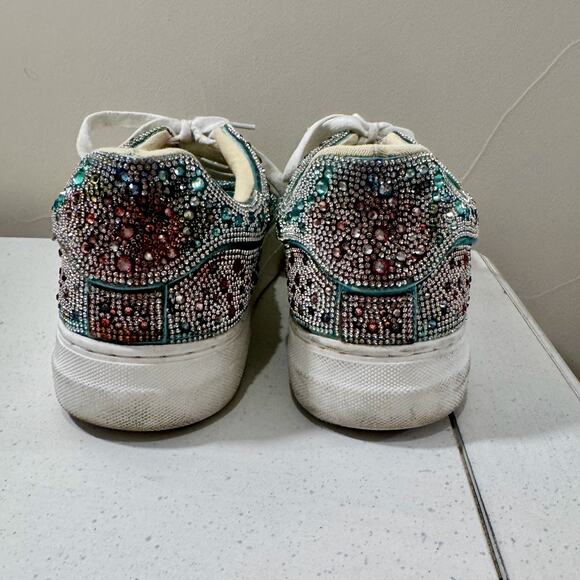 Betsey Johnson Sidny Floral Rhinestone Platform Sneakers Women’s 11 Bling - Picture 16 of 16